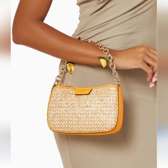 Kate Spade Jolie Raffia Tweed Crossbody Convertable In Sunset Blaze - Picture 5 of 5
